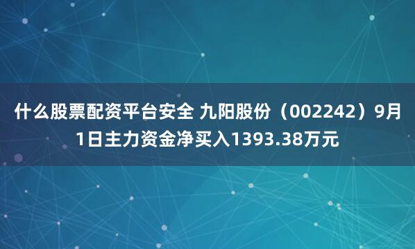 什么股票配资平台安全 九阳股份（002242）9月1日主力资金净买入1393.38万元